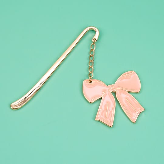 3.5" Pink & Gold Bow Bookmark